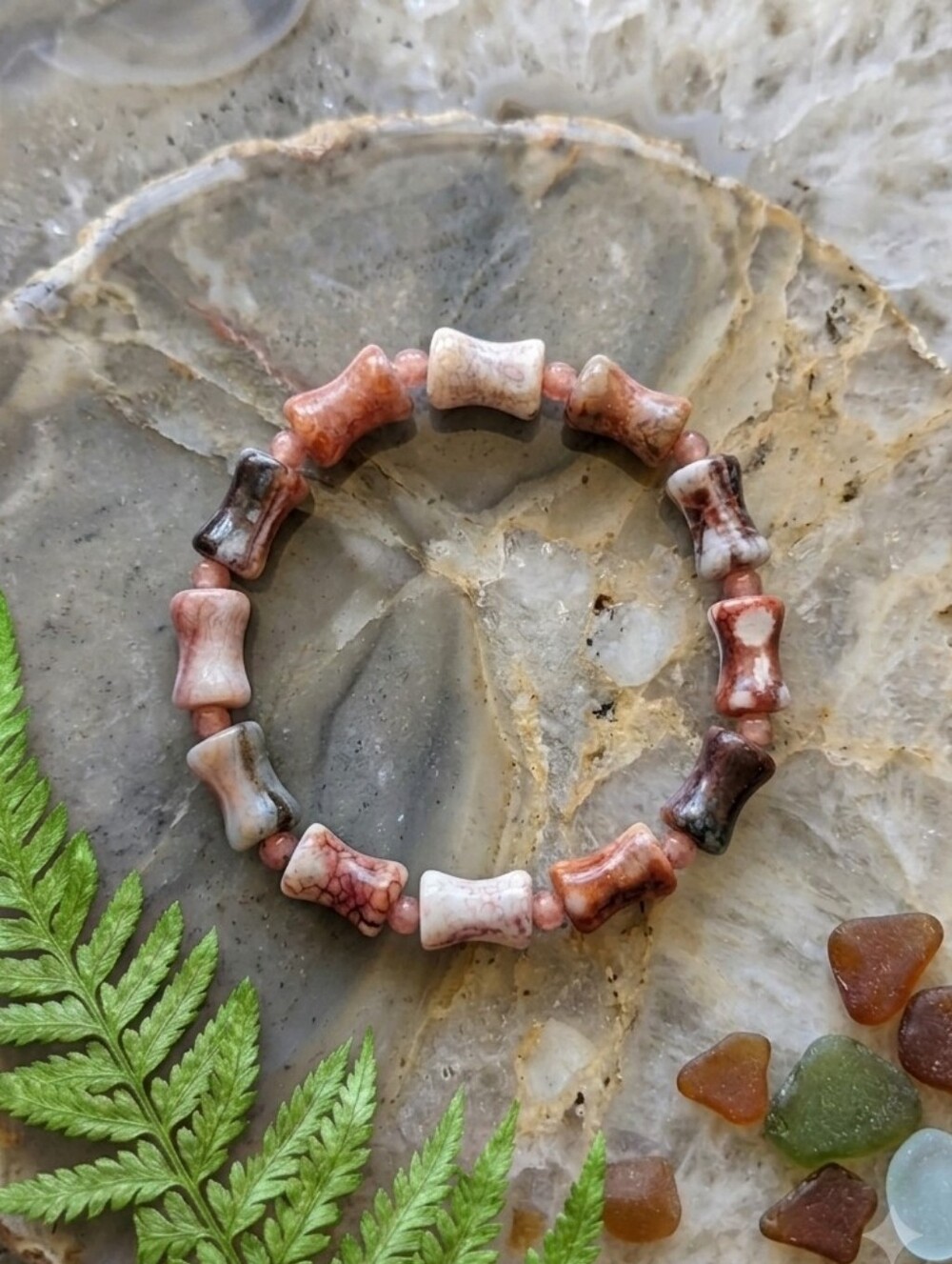 Fantasy Fire Agate/Rhodochrosite Bracelet